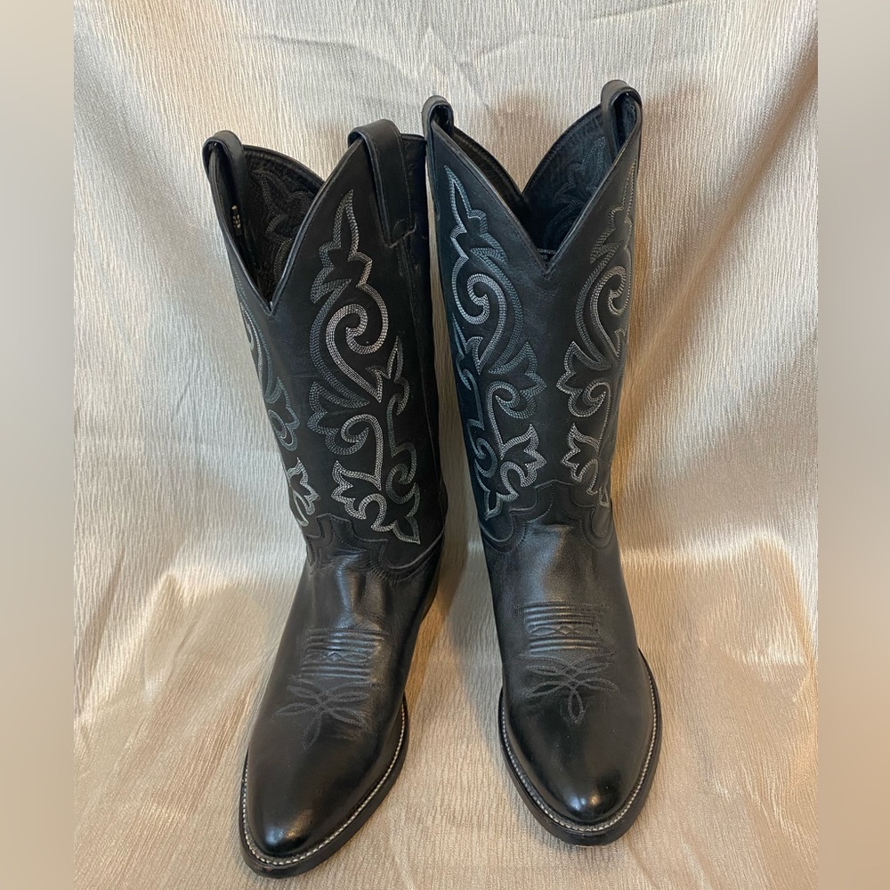 Justin Men’s Western Boots - Black London Calf Leather - Size 10 EE